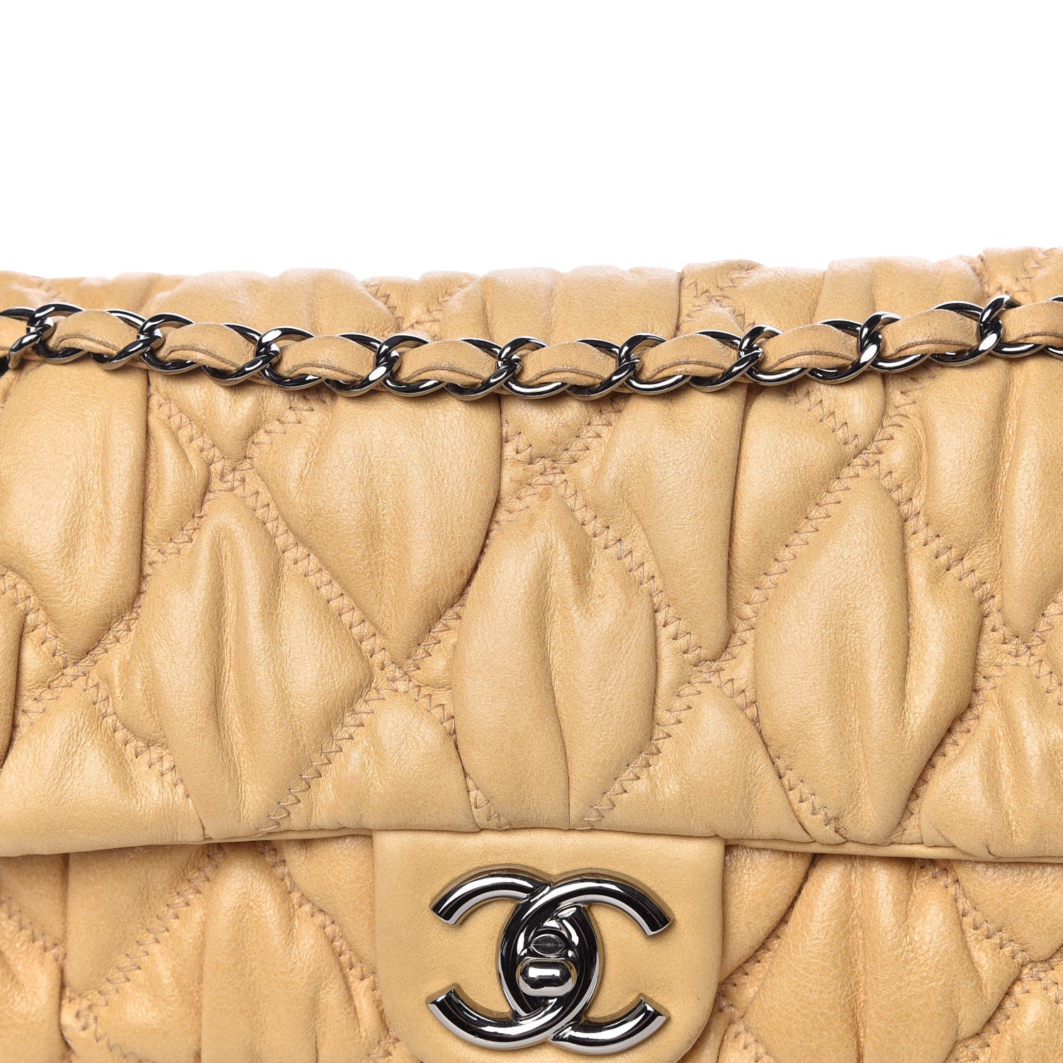 Chanel Calfskin Quilted Medium Bubble Quilt Flap Bag Beige 14 of 14