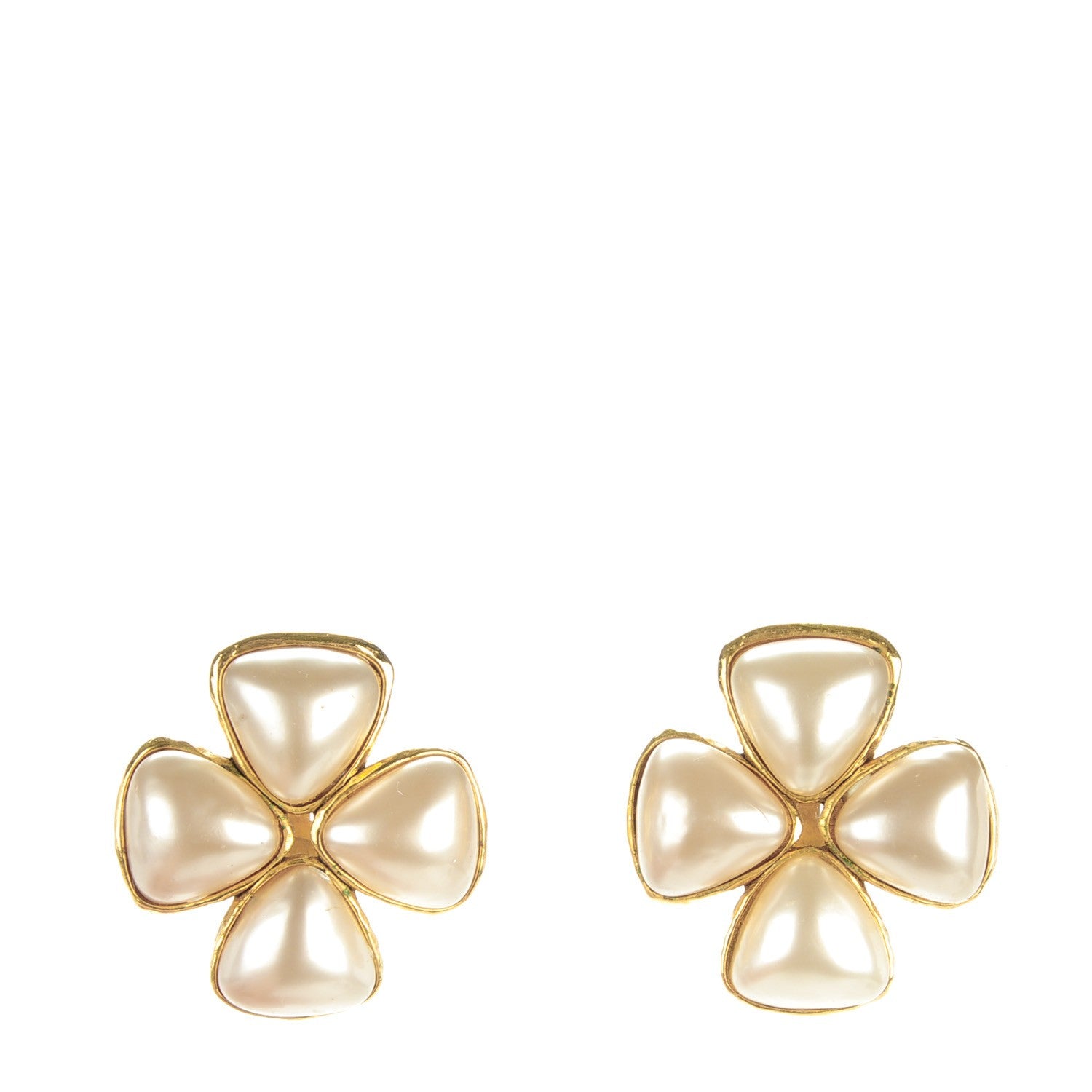 Chanel Pearl Clip On Earrings Gold 1 of 5