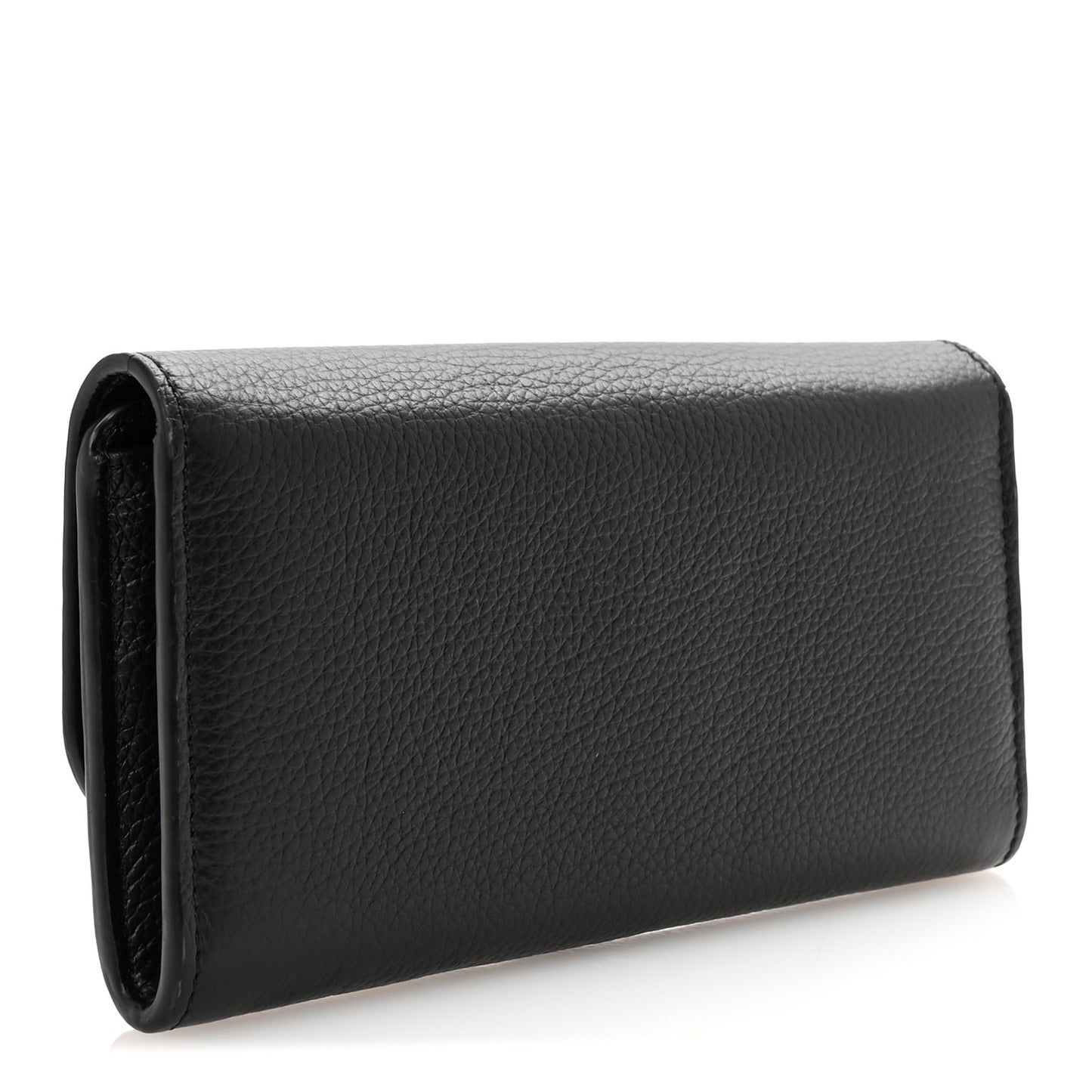 Calfskin Marcie Continental Flap Wallet Black