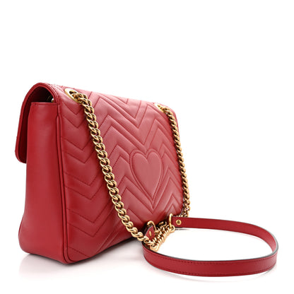 Gucci Calfskin Matelasse Medium GG Marmont Shoulder Bag Hibiscus Red 3 of 10