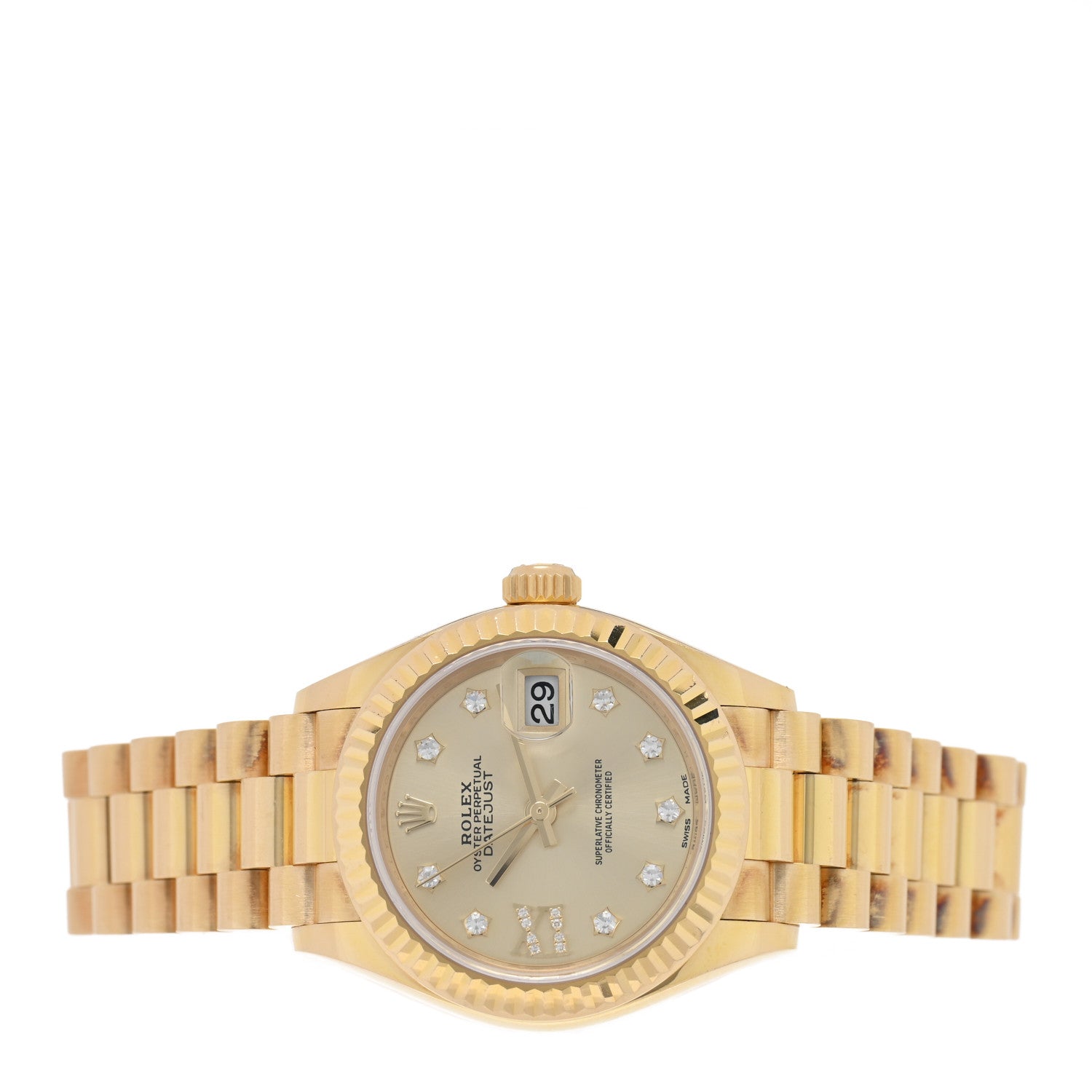 Rolex 18K Yellow Gold Diamond 28mm Datejust President Watch Champagne 279178 2 of 5