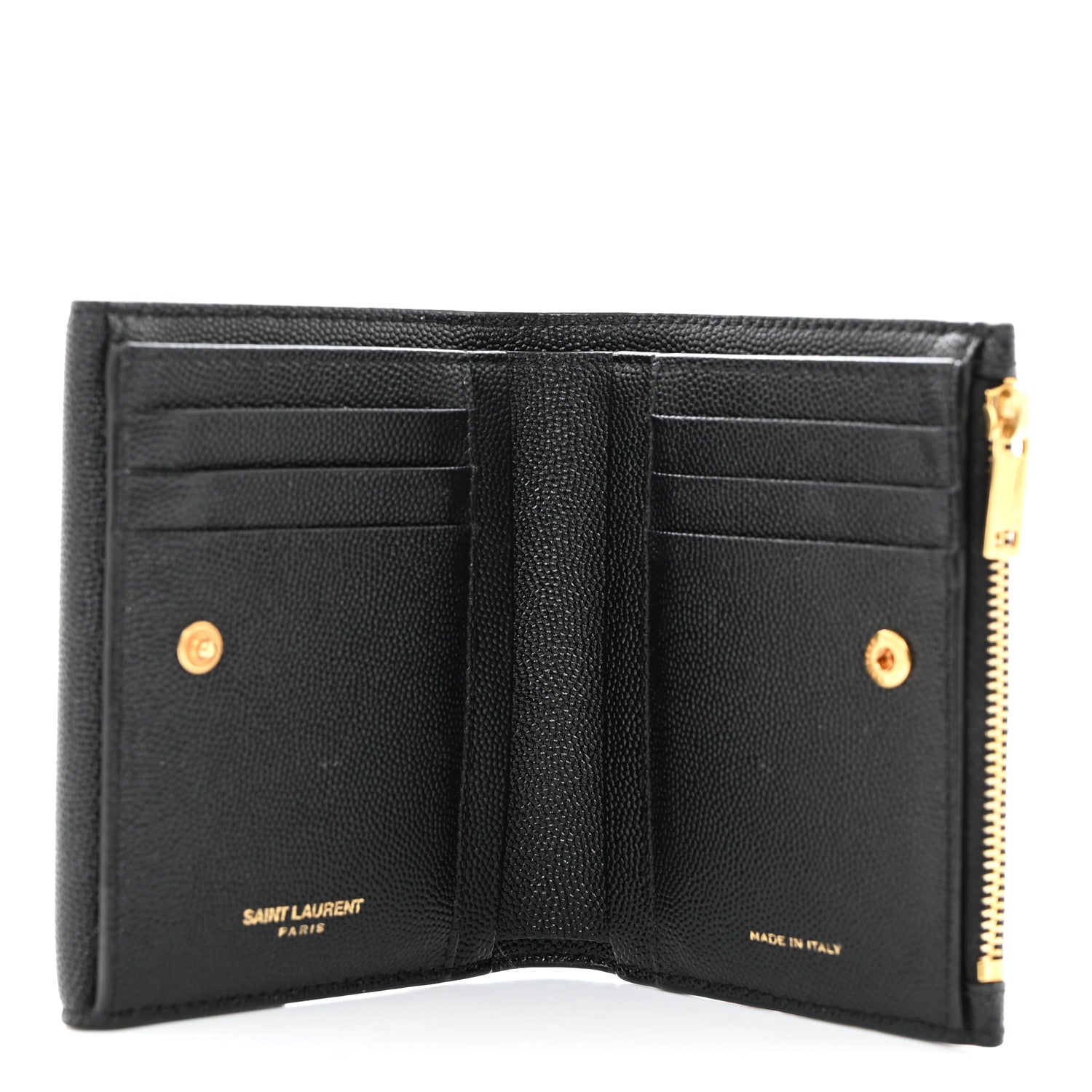Saint Laurent Grain De Poudre Monogram Bi-Fold Wallet Black 5 of 9