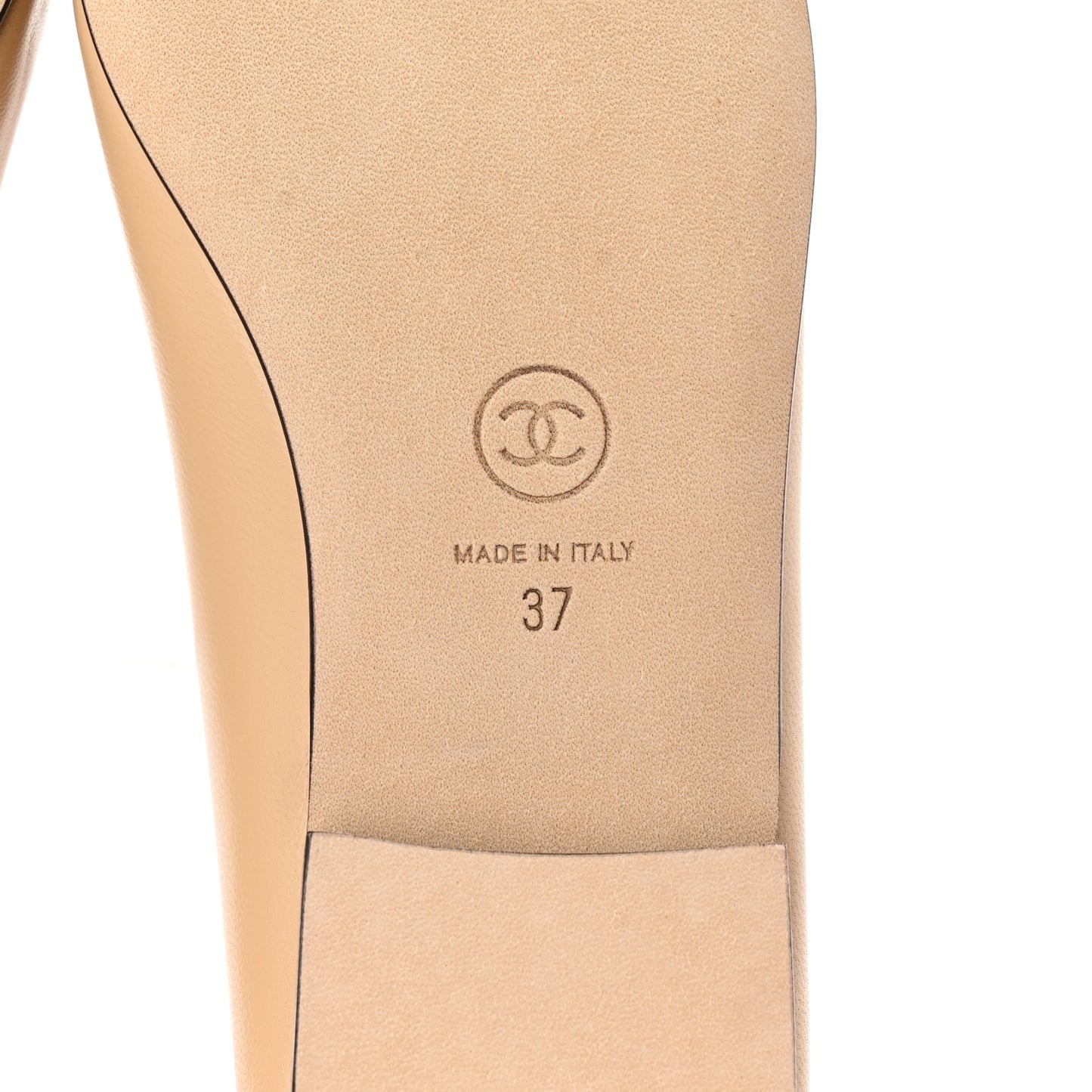 Lambskin Cap Toe CC Ballerina Flats 37 Beige Black