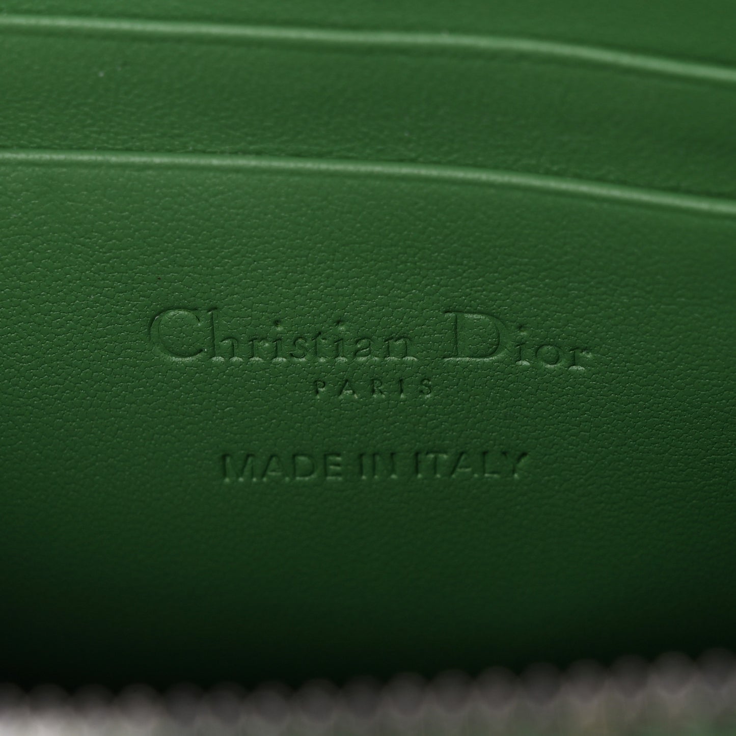 Lambskin Cannage Lady Dior Phone Holder Green