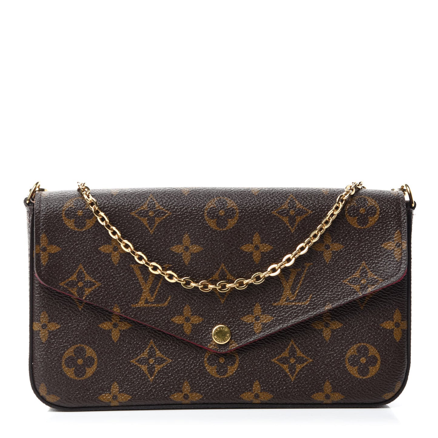 Monogram Pochette Felicie Chain Wallet Fuchsia