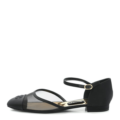 Chanel Mesh Grosgrain Cap Toe CC Flats 41 Black 1 of 12