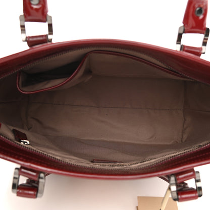 Burberry Patent Nova Check Medium Denham Tote Dark Red 5 of 11