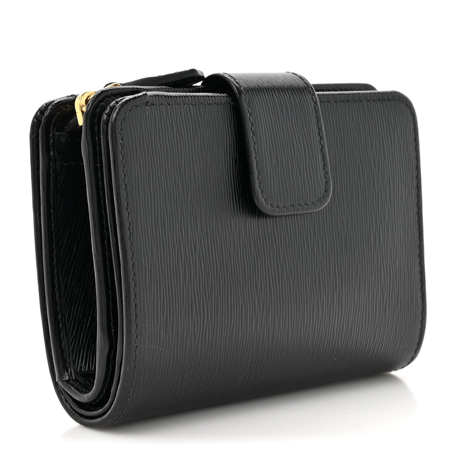 Prada Vitello Move Triangle Compact Wallet Black 3 of 8