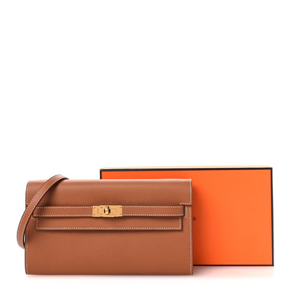 Hermes Evercolor Kelly Wallet To Go Gold 12 of 12