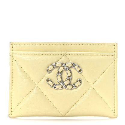 Chanel Goatskin Quilted 19 Card Holder Yellow 1 of 9