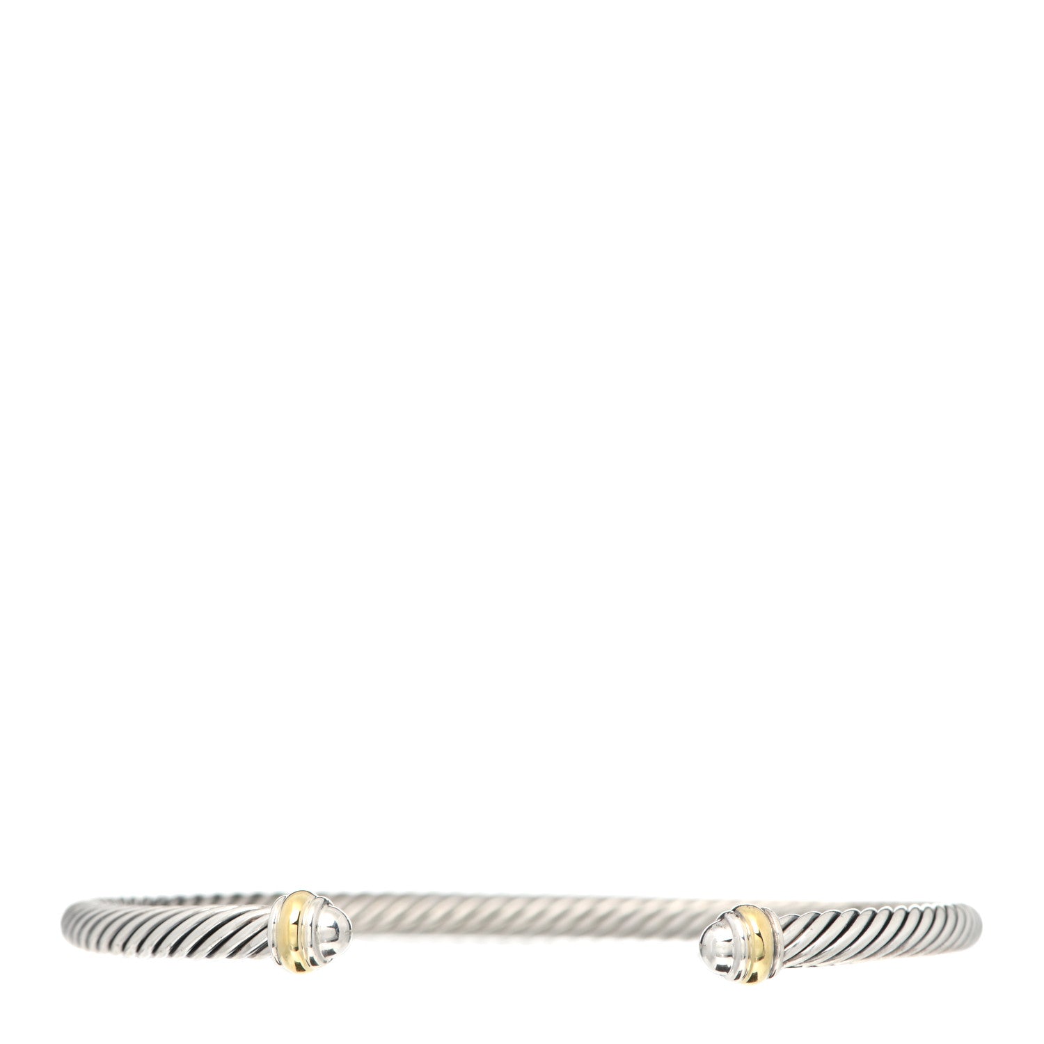 David Yurman Sterling Silver 18K Yellow Gold 4mm Cable Classics Bracelet 1 of 4