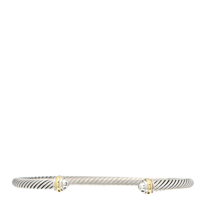 David Yurman Sterling Silver 18K Yellow Gold 4mm Cable Classics Bracelet 1 of 4
