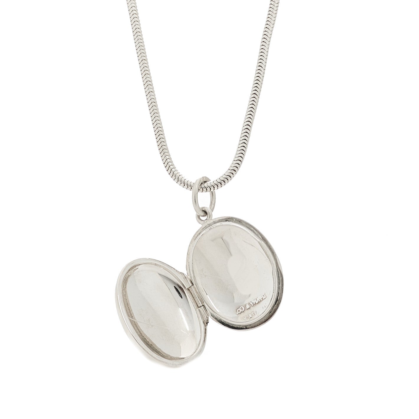 Sterling Silver Oval Locket Pendant Necklace