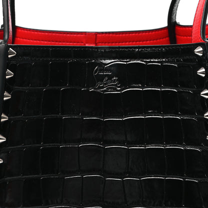 Christian Louboutin Calfskin Crocodile Embossed Spikes Small Cabarock Black 7 of 11