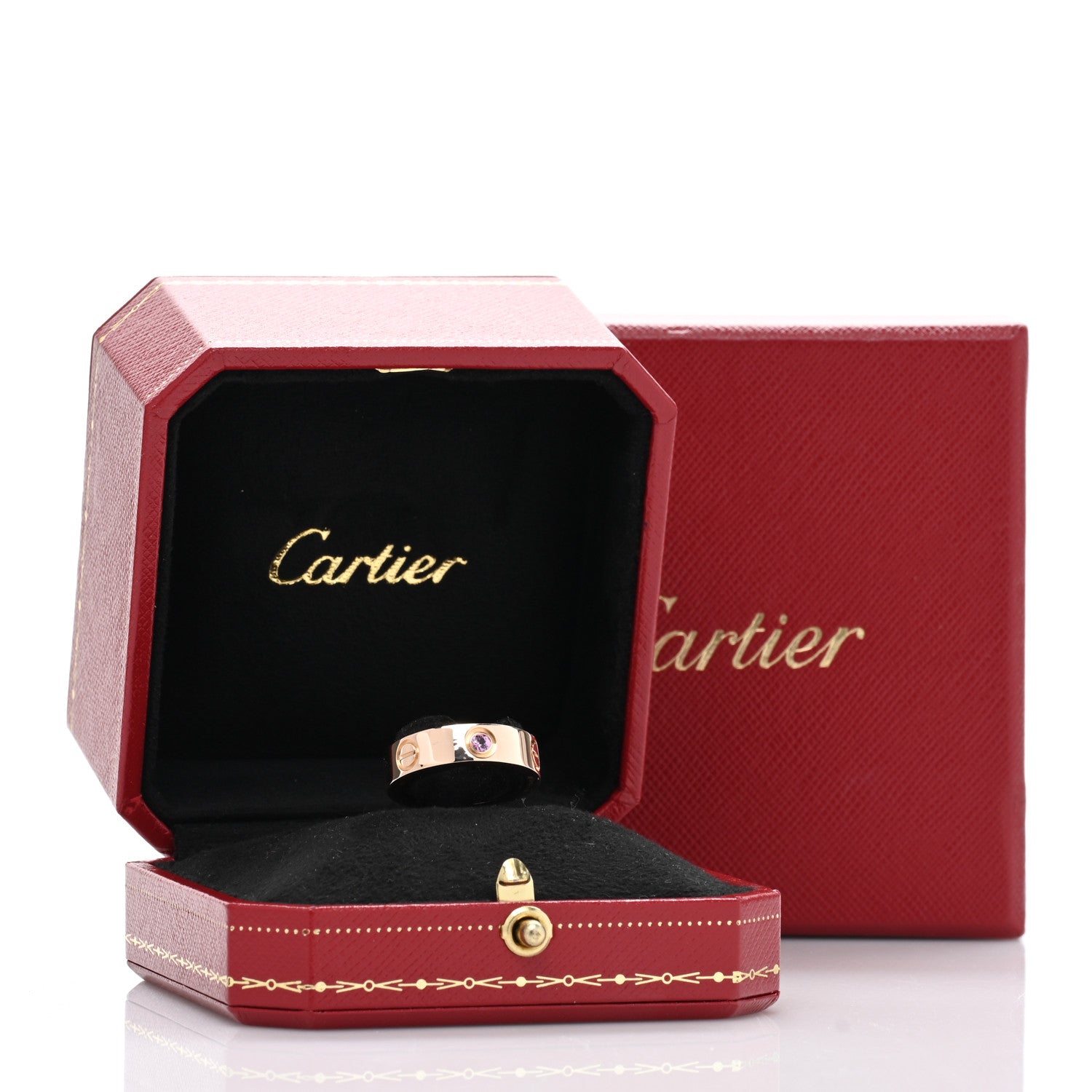 Cartier 18K Pink Gold Pink Sapphire 5.5mm LOVE Ring 52 6 5 of 5