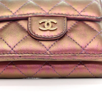 Chanel Iridescent Lambskin Quilted Double Flap Wallet Purple 12 of 14
