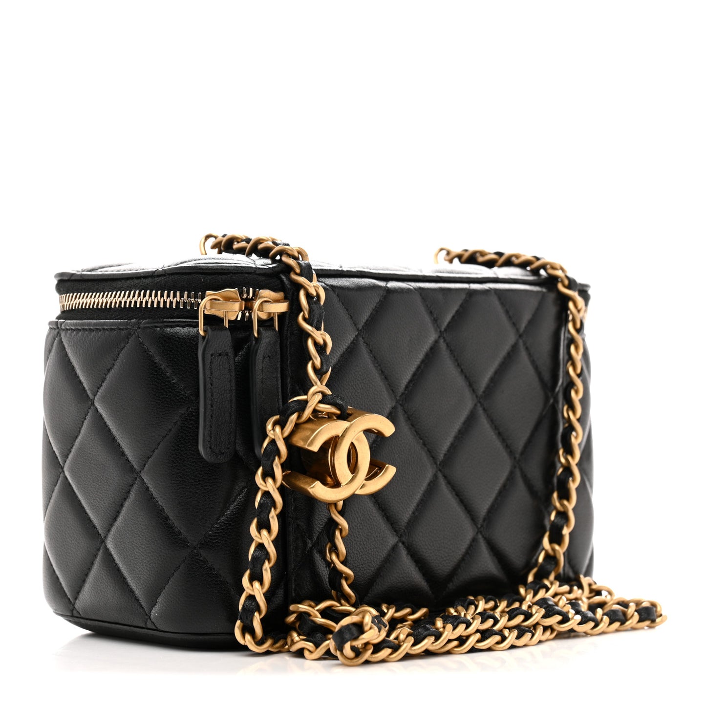 Lambskin Quilted Small CC Vanity Case Black