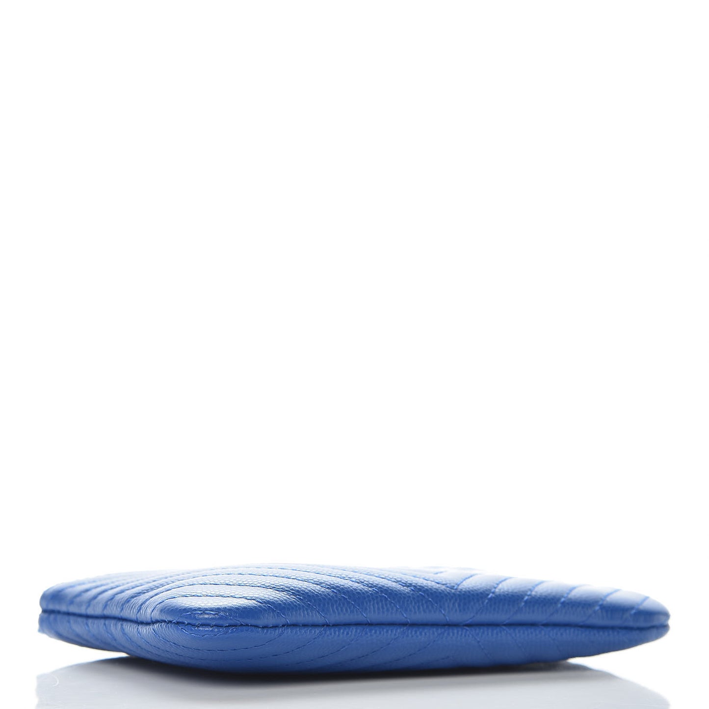 Caviar Chevron Quilted Small Cosmetic Case Blue