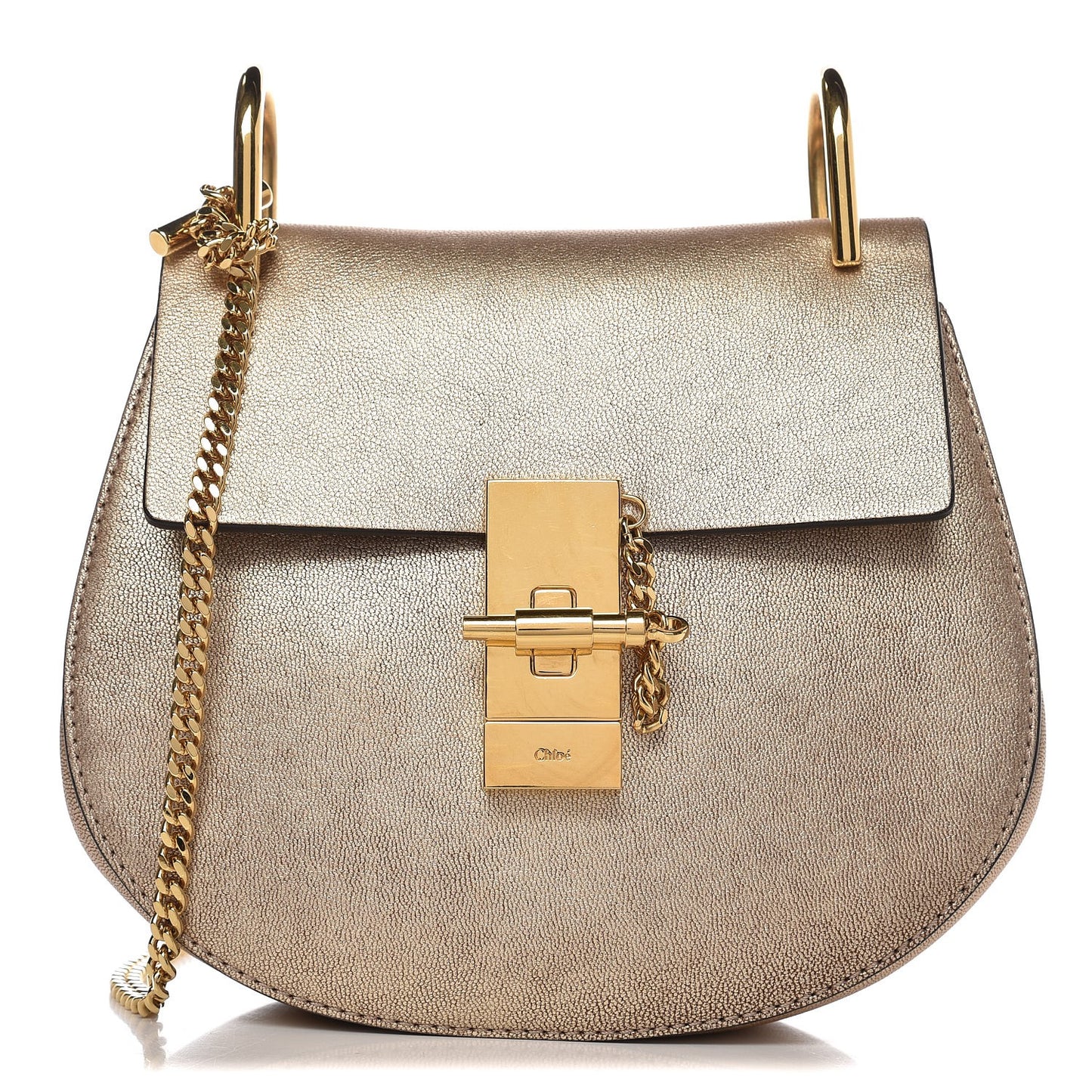 Metallic Goatskin Mini Drew Shoulder Bag Abstract Gold