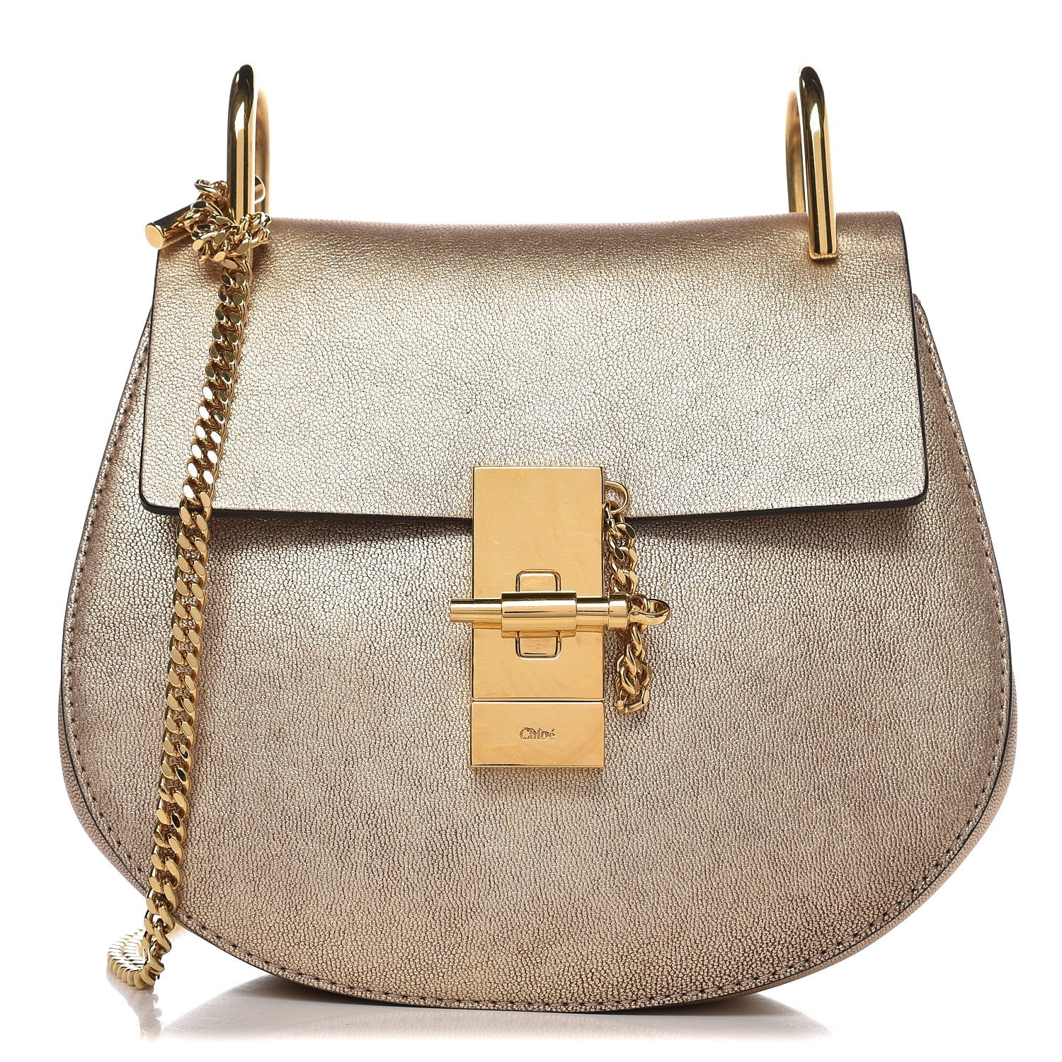 Chloe Metallic Goatskin Mini Drew Shoulder Bag Abstract Gold 1 of 6