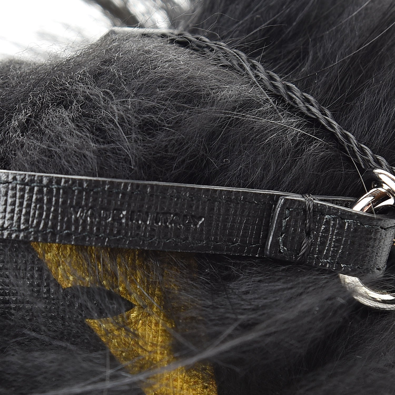 Fendi Vitello Elite Fox Fur Fusto Monster Bag Bug Charm Black Yellow 3 of 5