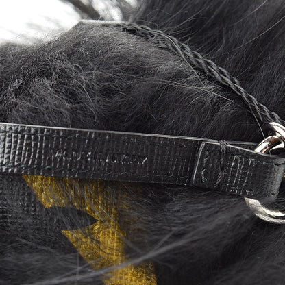 Fendi Vitello Elite Fox Fur Fusto Monster Bag Bug Charm Black Yellow 3 of 5