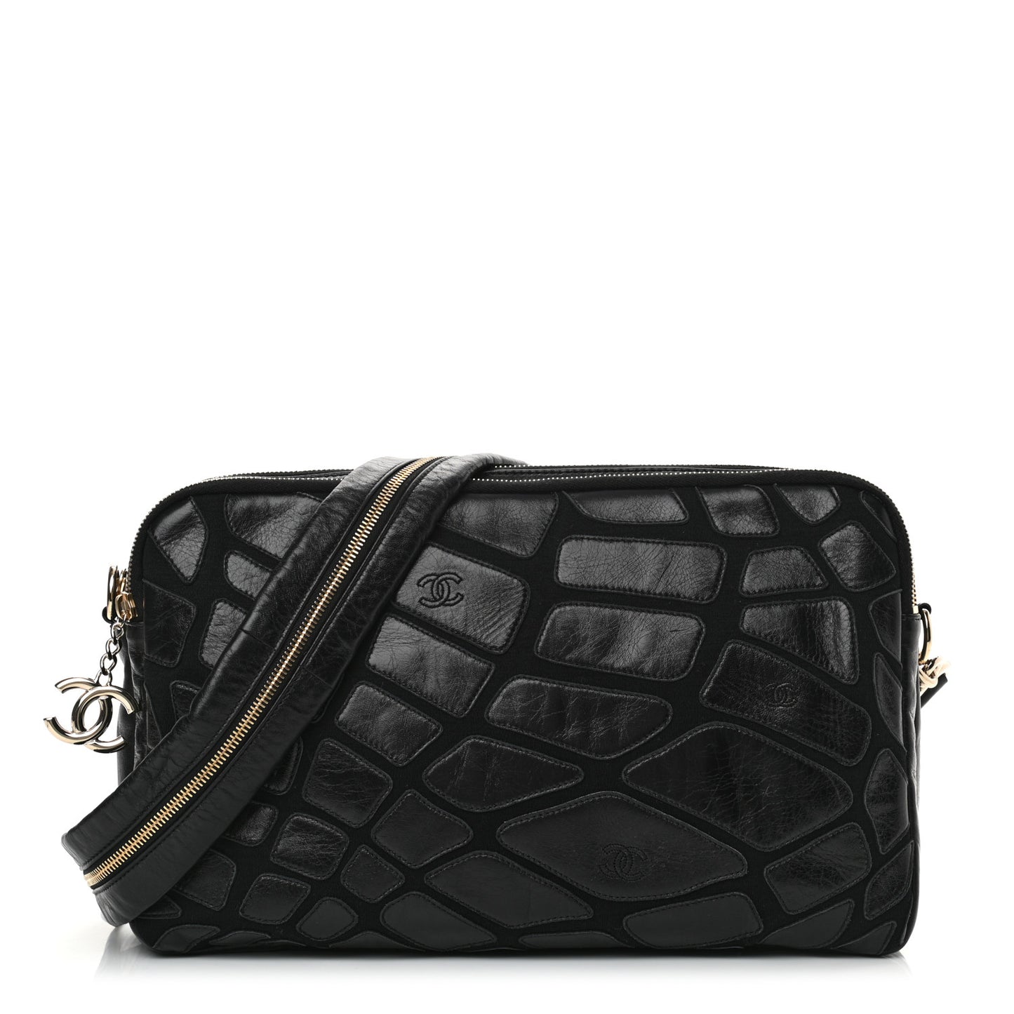 Lambskin Jersey Scales Camera Case Black