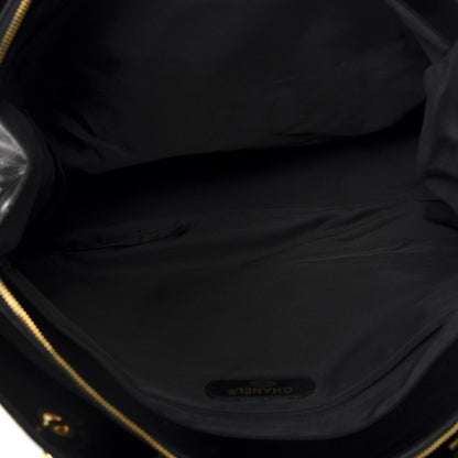 Chanel Calfskin Stitched XL Weekender Black 4 of 10