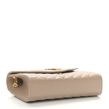 Saint Laurent Grain De Poudre Textured Mixed Matelasse Medium Triquilt Monogram Satchel Dark Beige 4 of 10