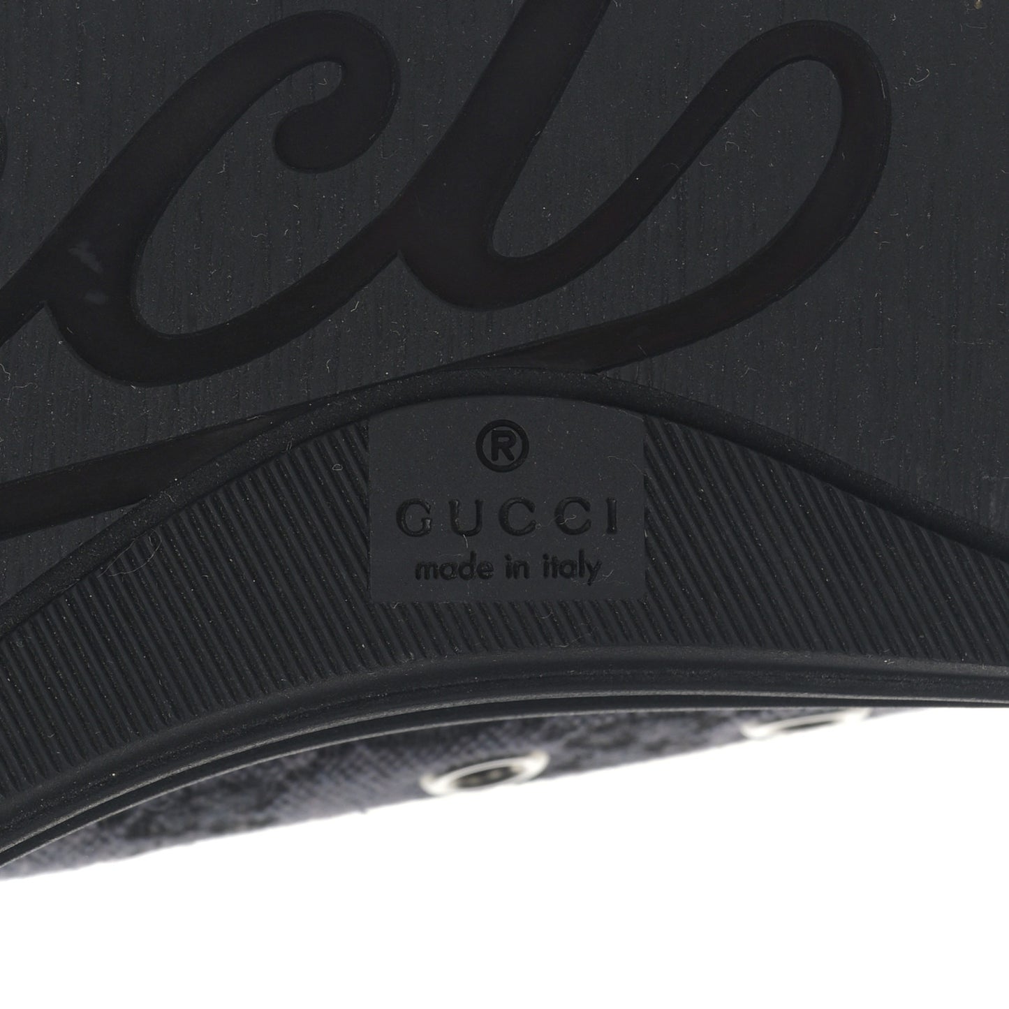GG Monogram Calfskin Womens Low Top Sneakers 38 Piombo Black