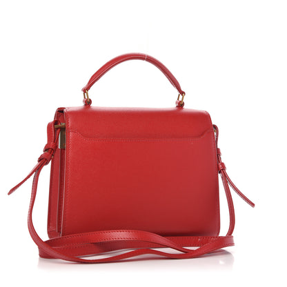Saint Laurent Grain de Poudre Mini Classic Monogram Cassandra Top Handle Red 3 of 8