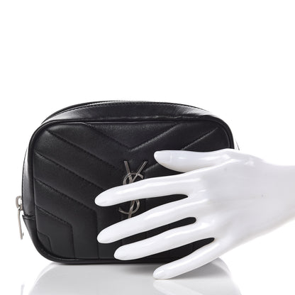 Saint Laurent Lambskin Y Quilted Monogram Loulou Cosmetic Case Black 2 of 9
