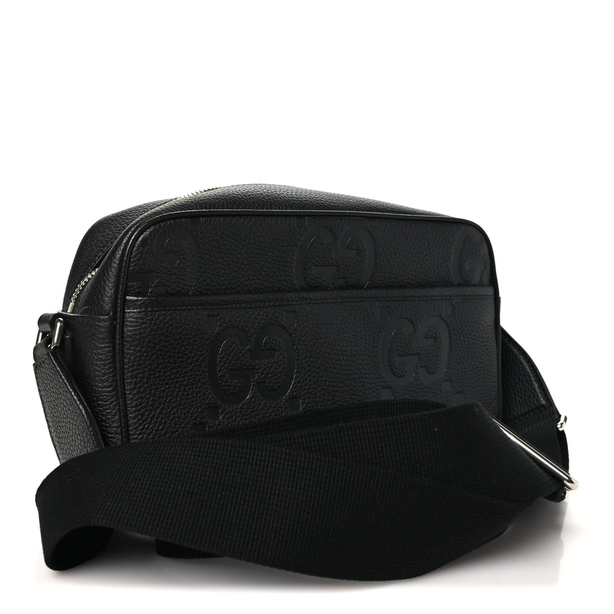 Gucci Piuma Calfskin Jumbo GG Embossed Messenger Bag Black 3 of 10