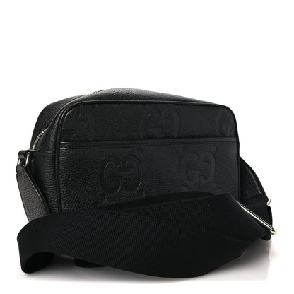 Gucci Piuma Calfskin Jumbo GG Embossed Messenger Bag Black 3 of 10