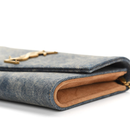 Saint Laurent Denim Monogram Chain Wallet Rodeo Blue Cinnamon 7 of 8