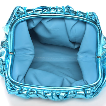Bottega Veneta Metallic Crinkled Lambskin The Pouch Sky Blue 5 of 10