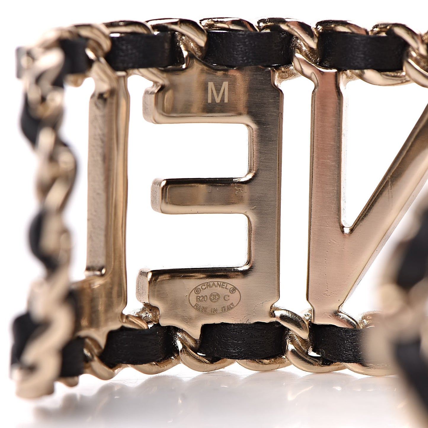 Lambskin Vintage Allure Cuff Bracelet M Black Gold