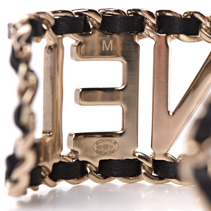 Chanel Lambskin Vintage Allure Cuff Bracelet M Black Gold 5 of 6