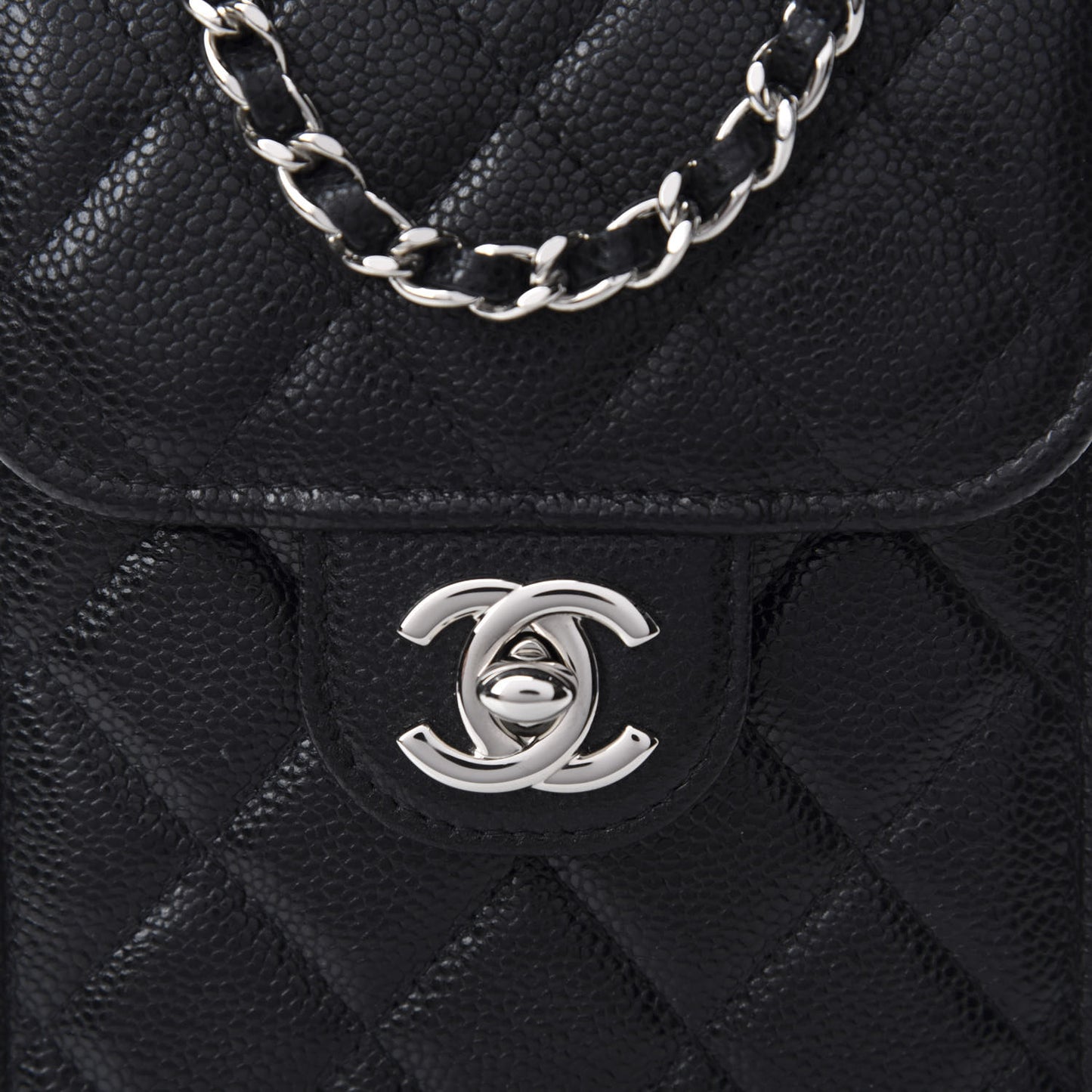 Caviar Quilted Classic Phone Holder Black