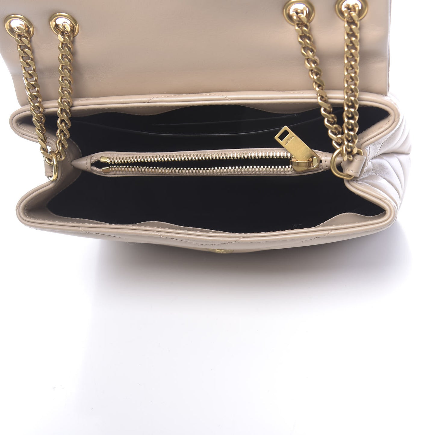 Calfskin Y Quilted Monogram Small Loulou Chain Satchel Nude Powder