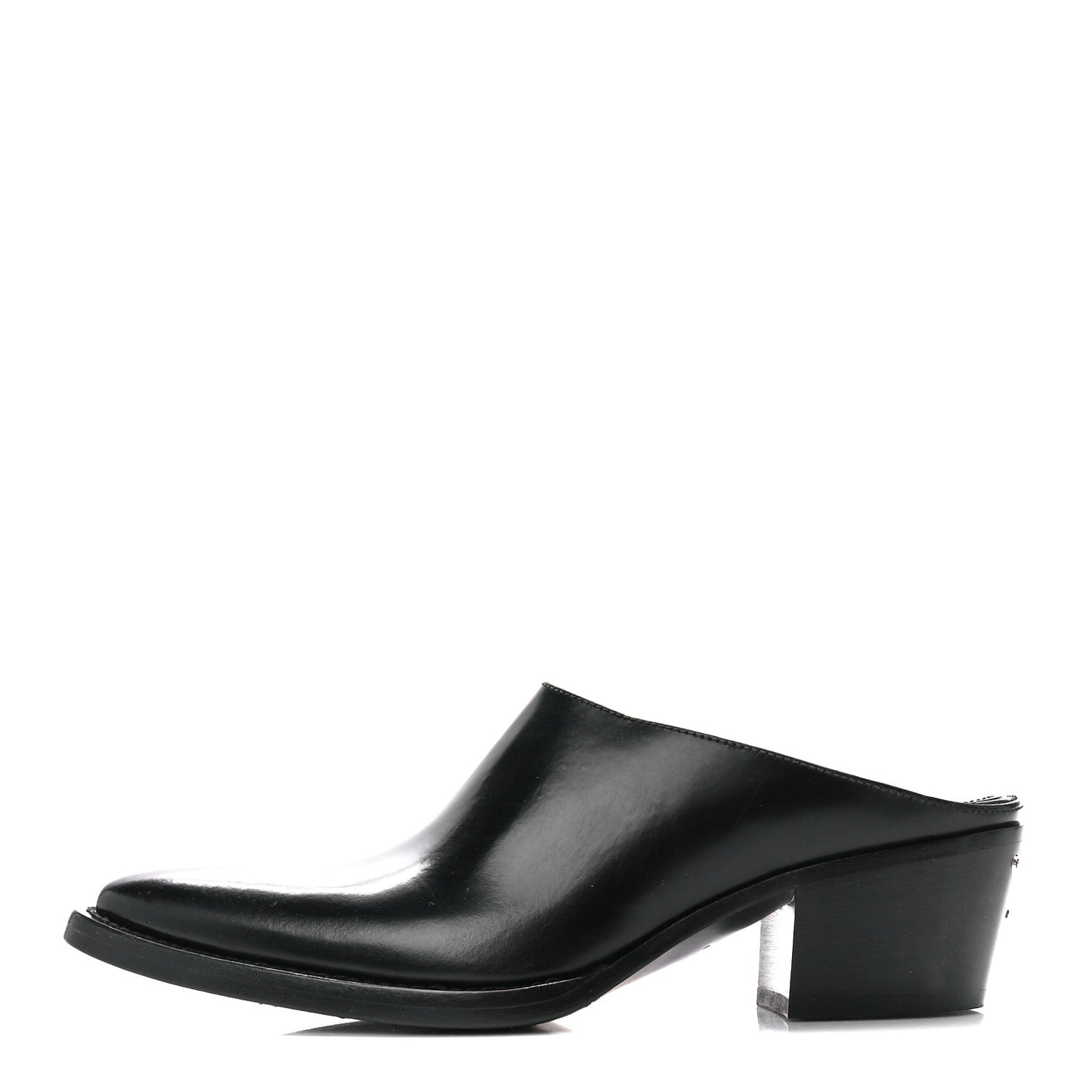 Spazzolato Metal Triangle Logo Texano Pointed Toe 55mm Mules 36.5 Black