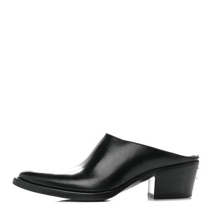 Prada Spazzolato Metal Triangle Logo Texano Pointed Toe 55mm Mules 36.5 Black 1 of 8