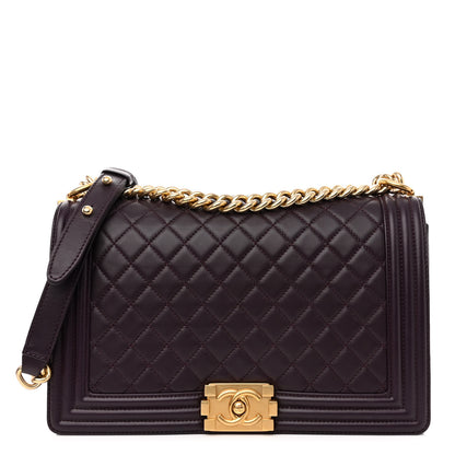 Chanel Lambskin Quilted New Medium Boy Flap Dark Purple 1 of 10