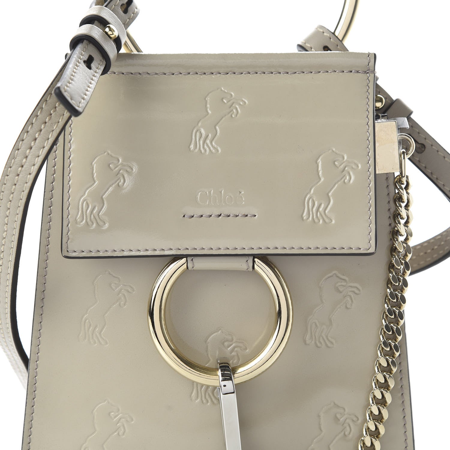 Chloe Patent Calfskin Little Horses Debossed Mini Faye Bag Motty Grey 9 of 9