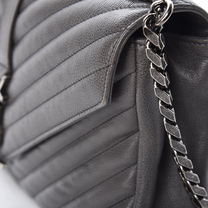 Saint Laurent Sheepskin Matelasse Chevron Monogram Medium College Bag Light Coal 13 of 13