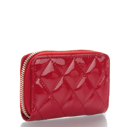 Chanel Patent Calfskin Quilted Zip Coin Purse Red 3 of 7