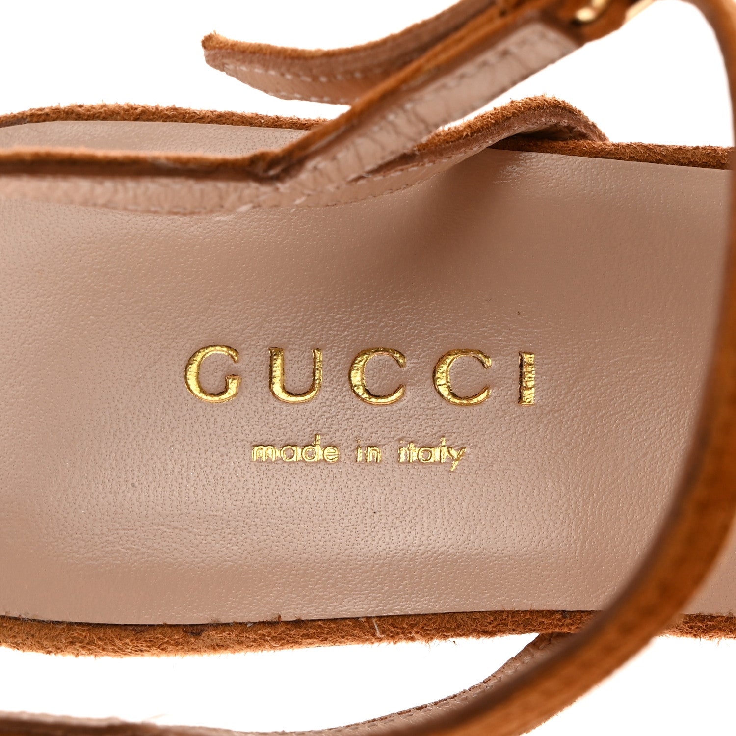 Gucci Suede Blondie 85mm Slingback Sandals 34.5 Cognac 6 of 9