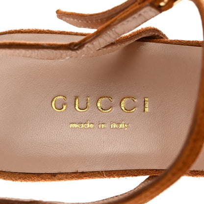 Gucci Suede Blondie 85mm Slingback Sandals 34.5 Cognac 6 of 9