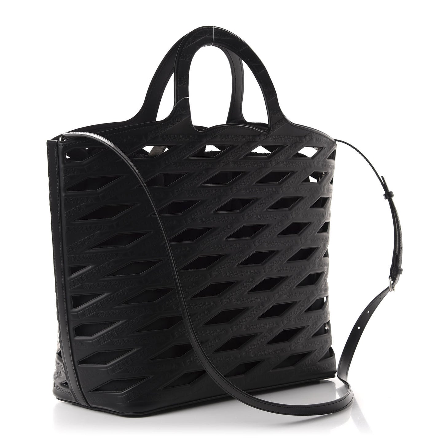 Faux Calfskin Neo Basket Tote Black