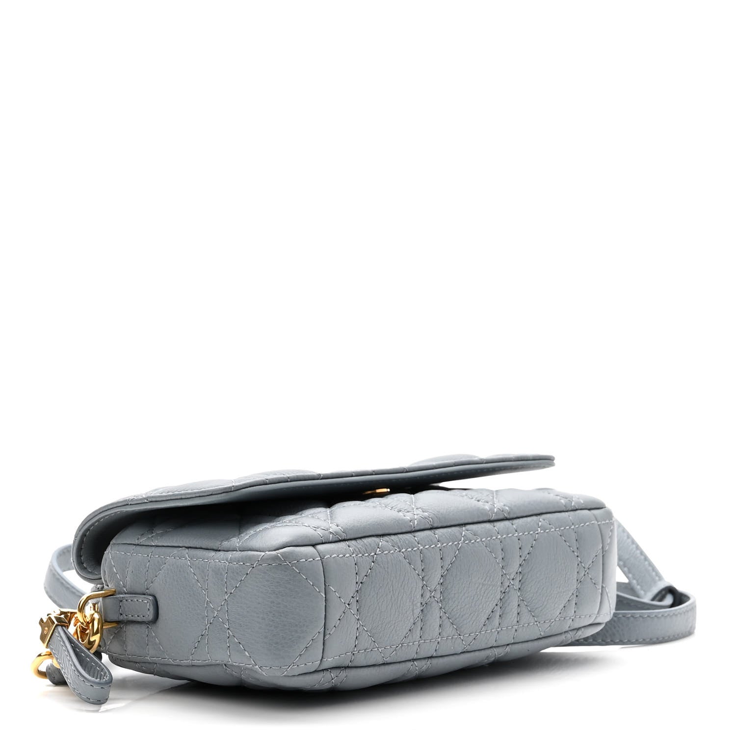 Christian Dior Supple Calfskin Cannage Caro Pouch with Chain Cloud Blue 4 of 10